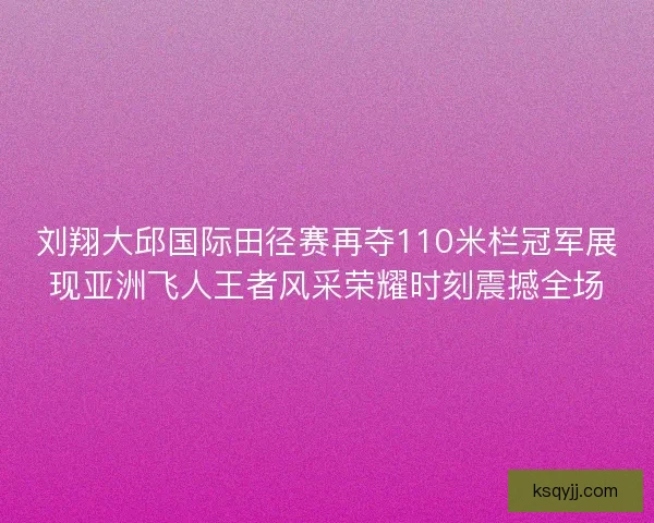 刘翔大邱国际田径赛再夺110米栏冠军展现亚洲飞人王者风采荣耀时刻震撼全场